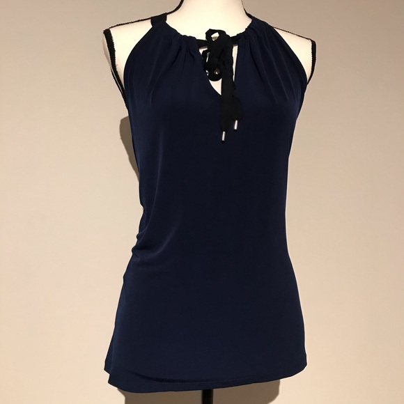 Tahari Sleeveless Tie Neck Blouse - Picture 1 of 6